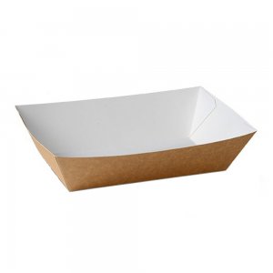 Barcuta din Carton Natur, 225x265x50 mm, 100 Buc/Bax - Barcute din Carton,  Tavite din Carton Natur cu Interior Alb