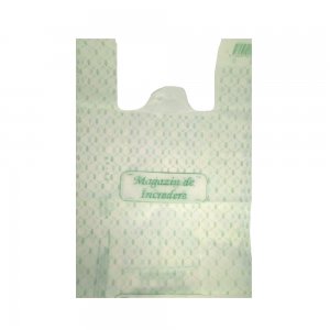 Cutie 500 Pungi Biodegradabile Albe, Model Imprimat, Dimensiune 24x6x44 cm, Grosime 17 MIC - Plase Ecologice si Reciclabile