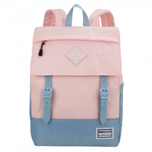 Rucsac Scola Bestlife Col-buckles, Compartiment Tableta Si Laptop 15.6 Inch, Roz/gri