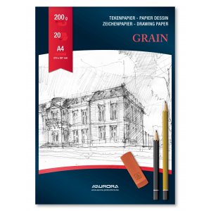 Bloc Desen A4, 20 File - 200g/mp, Aurora Grain - Carton Alb Bloc Desen A4, 20 File - 200g/mp, Aurora Grain - Carton Alb