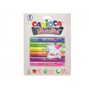Vopsea Pentru Textile, Rezistanta La Spalare, 6 Culori/blister, Carioca Fabric Paint - Neon