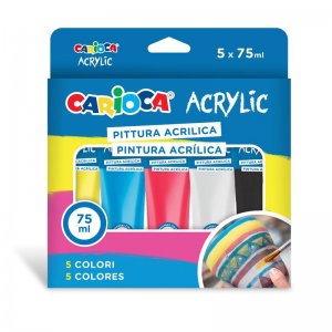 Tempera Acrilica, 5 Culori X 75 Ml/set, Carioca