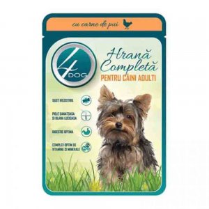 Hrana Umeda pentru Caini 4 Dog, Pui, 100 g Hrana Umeda pentru Caini 4 Dog, Pui, 100 g