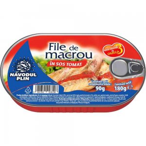 Conserva de Macrou File Navodul Plin in Sos de Tomate, 180 g Conserva de Macrou File Navodul Plin in Sos de Tomate, 180 g