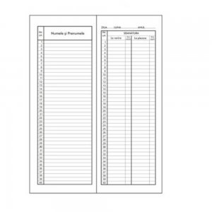 Condica Prezenta 1/2, 16 File/Carnet - Formular Tipizat pentru Pontaj Angajati