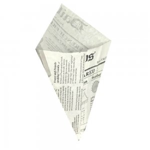 Set 1000 Cornete Hartie pentru Cartofi Prajiti, 22x22x25 cm, Model Ziar, Cornete Servire Cartofi Prajiti, Ambalaje Fast-Food, Suport Servire Cartofi Prajiti, Conuri Hartie Cartofi Prajiti, Cornete Cartofi Take Away, Cornete Cartofi Fast-Food