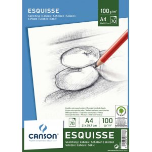 Bloc Desen A4, 70 File - 100 G/mp, Cu Spirala, Pentru Schite Creion, Canson Esquisse Bloc Desen A4, 70 File - 100 G/mp, Cu Spirala, Pentru Schite Creion, Canson Esquisse