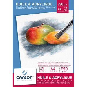 Bloc Desen A4, 10 File - 290 G/mp, Pentru Pictura, Canson Huile & Acrylique Bloc Desen A4, 10 File - 290 G/mp, Pentru Pictura, Canson Huile & Acrylique