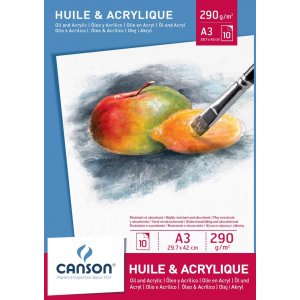 Bloc Desen A3, 10 File - 290 G/mp, Pentru Pictura, Canson Huile & Acrylique Bloc Desen A3, 10 File - 290 G/mp, Pentru Pictura, Canson Huile & Acrylique