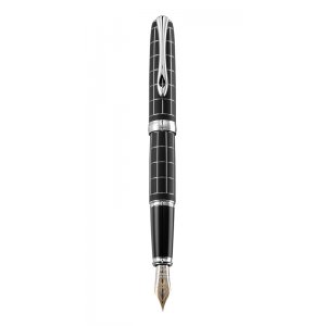 Stilou Diplomat Excellence A Plus, Cu Penita M, Aurita 14kt. - Rhomb Guilloche Lapis Black