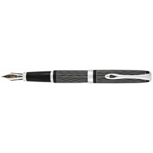 Stilou Diplomat Excellence A Plus, Cu Penita M, Aurita 14kt. - Wave Guilloche Lapis Black