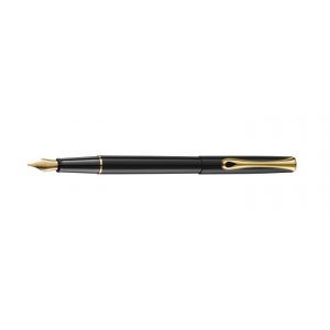 Stilou Diplomat Traveller, Cu Penita M, Din Otel Inoxidabil - Black Lacquer Gold