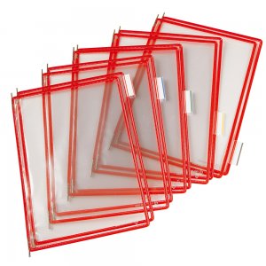 Buzunare Prezentare Pentru Display, A4, (10 Buc/set), Rama Metalica, Djois - Rosu