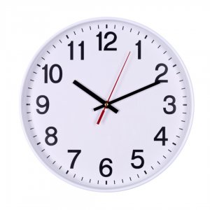 Ceas De Perete, 34 Cm, Cifre Arabe, Cadran Alb, Rama Plastic Alba, Donau