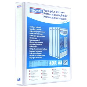 Caiet Mecanic Cu Buzunar, Plastifiat Pp, 4 Inele In "d", 16 Mm, Cotor 25mm, Donau - Alb