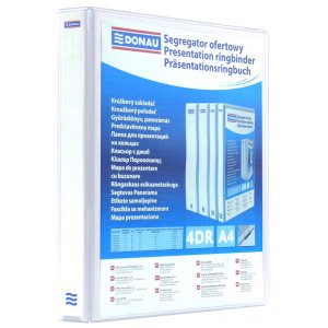 Caiet Mecanic Cu Buzunar, Plastifiat Pp, 4 Inele In "d", 30 Mm, Cotor 50mm, Donau - Alb