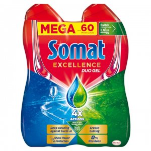 Detergent Lichid Pentru Masina De Spalat Vase Somat Excellence Duo Gel, 60 Spalari Detergent Lichid Pentru Masina De Spalat Vase Somat Excellence Duo Gel, 60 Spalari