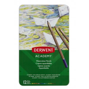 Creioane Acuarela Derwent Academy, Cutie Metalica, 12 Buc/set, Diverse Culori Creioane Acuarela Derwent Academy, Cutie Metalica, 12 Buc/set, Diverse Culori