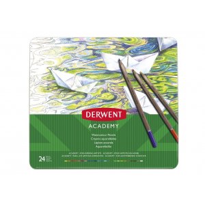 Creioane Acuarela Derwent Academy, Cutie Metalica, 24 Buc/set, Diverse Culori Creioane Acuarela Derwent Academy, Cutie Metalica, 24 Buc/set, Diverse Culori