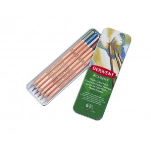 Creioane Acuarela Derwent Academy, Cutie Metalica, 6 Buc/set, Culori Metalizate Creioane Acuarela Derwent Academy, Cutie Metalica, 6 Buc/set, Culori Metalizate