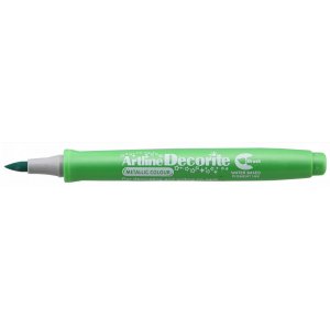 Marker Artline Decorite, Varf Flexibil (tip Pensula) - Verde Metalizat