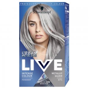 Vopsea Par Permanenta LIVE Urban Metallics, U71 Metallic Silver, 142.5 ml, Vopsea de Par Permanenta Intense Colour Metallic Shine Booster, Crema Coloranta de Par, Vopsele de Par Metalice, Vopsea de Par cu Stralucire Metalica