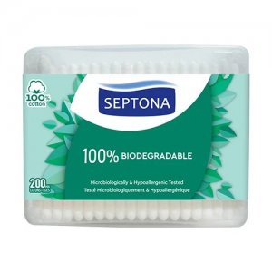 Betisoare Urechi Septona, 200 Buc/Set, Bumbac Natural, Culoare Alba, Betisoare pentru Urechi, Betisoare Igiena Urechi, Betisoare din Bumbac pentru Urechi, Betisoare Igienice