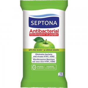 Servetele Umede Antibacteriene SEPTONA, 15 Buc/Set, Parfum de Mere Verzi, Servetele Umede Septona, Servetele Antibacteriene Septona, Servetele Antibacteriene, Servetele Umede pentru Maini, Servetele Dezinfectante pentru Maini