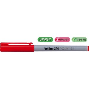 Permanent Marker Artline 250, Corp Plastic, Varf Rotund 0.4mm - Rosu Permanent Marker Artline 250, Corp Plastic, Varf Rotund 0.4mm - Rosu