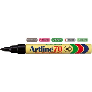 Permanent Marker Artline 70, Corp Metalic, Varf Rotund 1.5mm - Negru Permanent Marker Artline 70, Corp Metalic, Varf Rotund 1.5mm - Negru