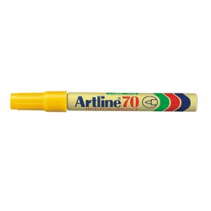 Permanent Marker Artline 70, Corp Metalic, Varf Rotund 1.5mm - Galben Permanent Marker Artline 70, Corp Metalic, Varf Rotund 1.5mm - Galben