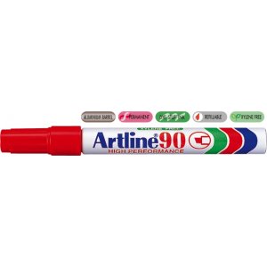 Permanent Marker Artline 90, Corp Metalic, Varf Tesit 2.0-5.0mm - Rosu Permanent Marker Artline 90, Corp Metalic, Varf Tesit 2.0-5.0mm - Rosu