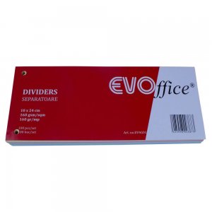 Separatoare din Carton EVOffice, Dimesiune 10x24 cm, 100 File/Set, Culoare Multicolor, Separatoare Bibliorafturi -  Despartitoare din Carton