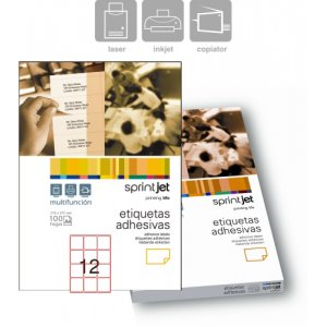 Etichete Autoadezive 12/a4, 63,5 X 72 Mm, 100 Coli/top, Sprintjet - Colturi Rotunjite - Albe