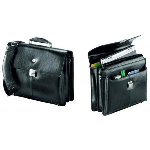 Servieta Din Piele Neagra, Pentru Laptop 15.6", 41 X 29 X 15cm, Falcon Servieta Din Piele Neagra, Pentru Laptop 15.6", 41 X 29 X 15cm, Falcon