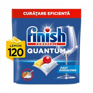 Finish Quantum Poweball Lemon, 120 Tablete, Capsule Pentru Masina De Spalat Finish Quantum Poweball Lemon, 120 Tablete, Capsule Pentru Masina De Spalat