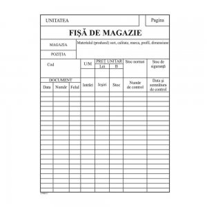 Fisa de Magazie A5, Carton 230 g/m² - Formular Tipizat Fisa de Magazie A5, Carton 230 g/m² - Formular Tipizat