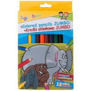 Creioane Colorate, 12 Culori/cutie, Gimboo Jumbo