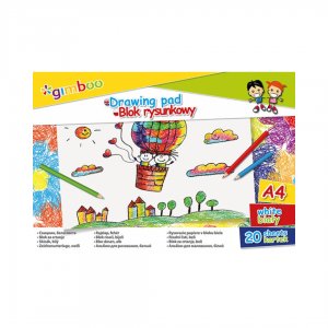 Bloc Desen A4, 20 File - 70gsm, Coperta Carton, Gimboo - Foi Albe