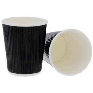 Pahare Carton cu Striatii 4 OZ, 25 Buc/Set, Model Ripple Wall, Culoare Negru, Capacitate 120 ml
