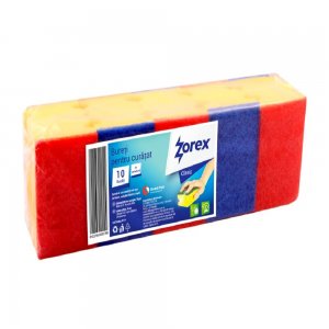 Set 10 Bureti de Vase cu Canelura, 90x65x45 mm, Spuma Poliuretanica si Fibra Abraziva, Culoare Galbena, Burete Vase Zorex Clasic, Bureti Curatare, Burete pentru Menaj, Bureti pentru Casa