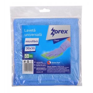 Laveta Universala din Microbifra Zorex Clasic, 30x30 cm, Culoare Albastra, Lavete pentru Curatenie, Lavete Menaj, Lavete pentru Bucatarie, Lavete pentru Vase