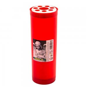 Candela Parafina cu Capac, Timp Ardere 84 h, 190x65 mm, Culoare Rosie, Lumanare Candela, Lumanari si Candele Tip 50, Candele din Parafina, Candele pentru Exterior, Candele pentru Sarbatori, Candele cu Capac, Candela cu Capac Metalic