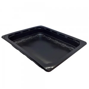 Set 200 Caserole Meniu PP Termosudabila 1 compartiment, Dimensiune 227x178x5 cm, Culoare Neagra, fara Capac, Tavite Negre pentru Alimente, Tavite Plastic pentru Transport Alimente, Set Tavite Negre de Plastic pentru Catering, Caserole Plastic