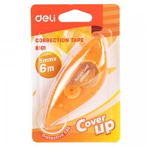 Banda Corectoare cu Suport si Capac DELI Nature Leaf, 5mm x 6m, 1 Buc, Corector, Corector pentru Pix, Corector pentru Pasta Pix, Corector pentru Stilor, Corector Banda, Banda Corectoare pentru Pix, Corector Banda cu Suport