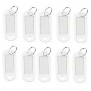 Set 10 Brelocuri Chei cu Eticheta EVOFFICE, 50x22 mm, Albe, Breloc pentru Chei, Brelocuri cu Eticheta pentru Chei, Set Brelocuri Chei cu Eticheta, Brelocuri Chei cu Suport pentru Eticheta, Brelocuri cu Eticheta pentru Hotel