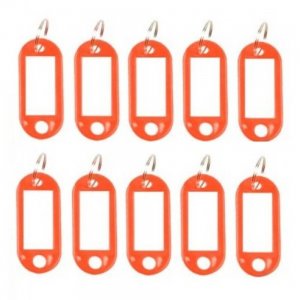 Set 10 Brelocuri Chei cu Eticheta EVOFFICE, 50x22 mm, Rosii, Breloc pentru Chei, Brelocuri cu Eticheta pentru Chei, Set Brelocuri Chei cu Eticheta, Brelocuri Chei cu Suport pentru Eticheta, Brelocuri cu Eticheta pentru Hotel