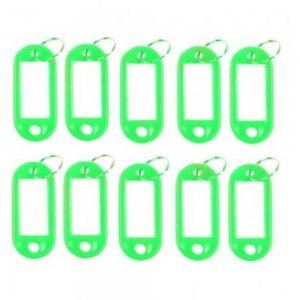 Set 10 Brelocuri Chei cu Eticheta EVOFFICE, 50x22 mm, Verzi, Breloc pentru Chei, Brelocuri cu Eticheta pentru Chei, Set Brelocuri Chei cu Eticheta, Brelocuri Chei cu Suport pentru Eticheta, Brelocuri cu Eticheta pentru Hotel