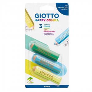 Radiera In Forma De Creion Colorat, 65mm X D15mm, 3buc/blister Giotto Happy Gomma