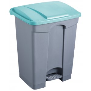 Cos Dreptunghiular Cu Pedala, Pentru Reciclare, 68 Litri, Helit - Corp Gri - Capac Verde